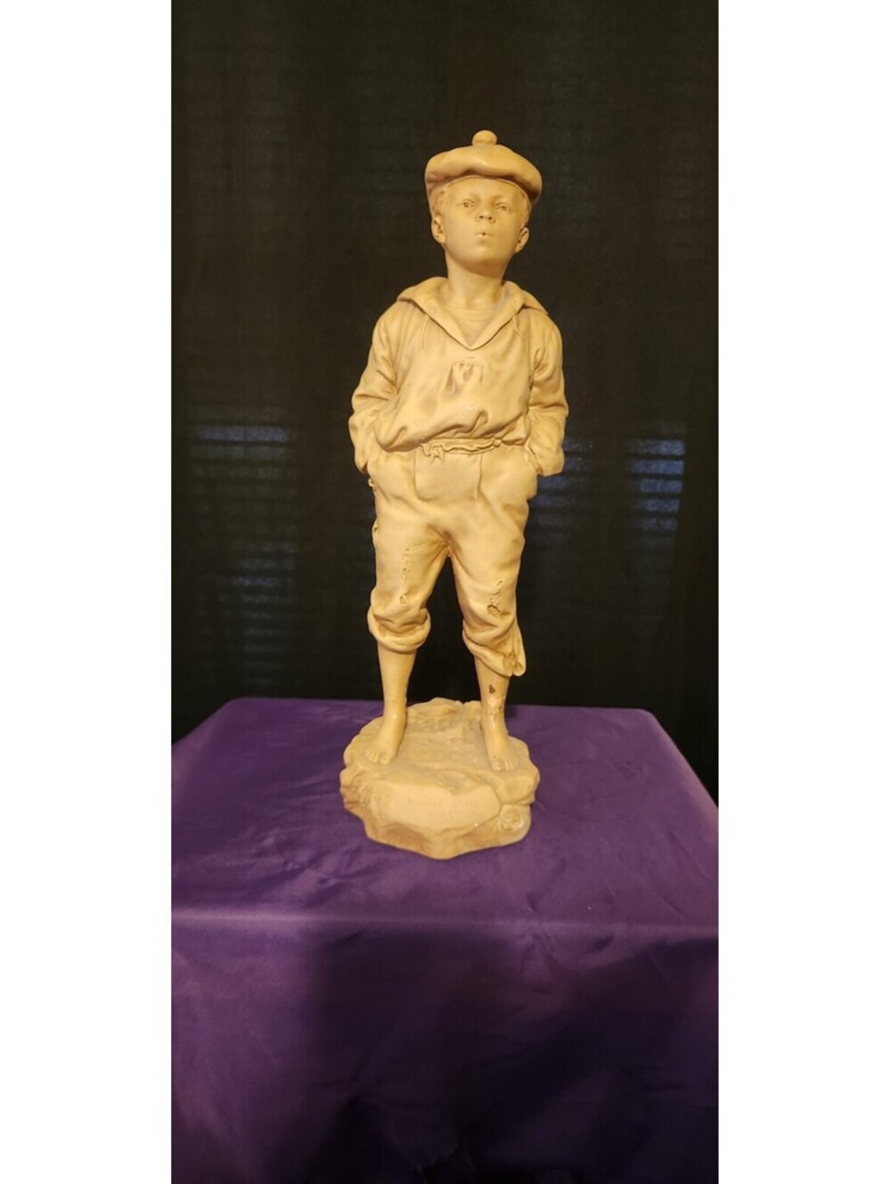 Antique "Mousse Siffleur" (Whistling Cabin Boy) Plaster Figurine - 20th C.